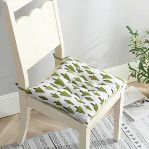 Cojín para silla grueso y transpirable de algodón y lino con diseño de árboles