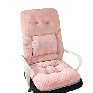Thickened pink minky velvet integrated office chair cushion and backrest pillow pad