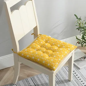 Cojín de silla geométrico amarillo de lino de algodón transpirable para la oficina