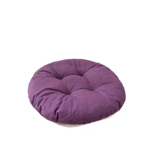 Rundes violettes Leinen-Sitzkissen mit gestepptem Design für Bürostühle und Deko