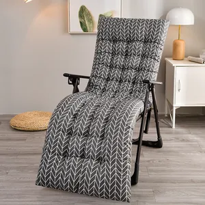 Thickened brushed fabric recliner cushion with grey and white chevron pattern for chairs.