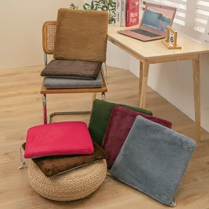 Winter Plush Electric Heating Seat Cushion Soft Faux Rabbit Fur Non-Slip Thickened Chair Pad For Office Home School Classroom Square Warm Seat Mat