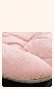 Close-up of plush pink heated seat cushion showing eco-friendly high-elasticity filling texture