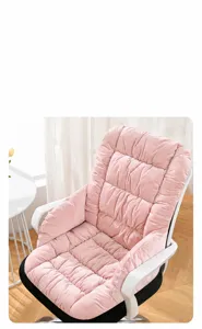Comfortable pink plush heated chair cushion with integrated backrest for office use