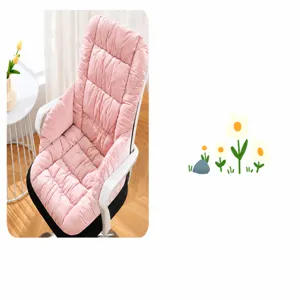Greyish pink plush electric heated seat cushion with backrest for office chairs
