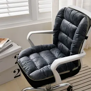 Cozy grey plush integrated heated seat cushion with backrest for office and desk chairs