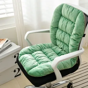Light green electric heated integrated chair cushion with plush backrest