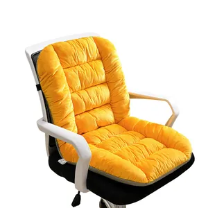Yellow electric heated chair cushion with integrated backrest for office and student use