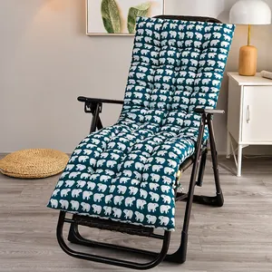 Thickened polar bear print lounge chair cushion on a black folding chair in a room.