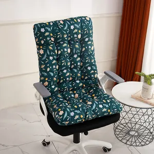 Integrated floral chair cushion with thick backrest for office and lounge chairs