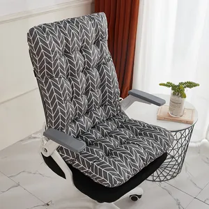 Detail showing thick integrated seat and backrest cushion with grey chevron pattern