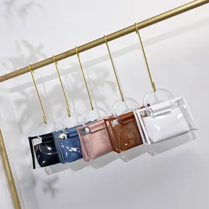 Fashion Transparent Handbag For Women Stylish PVC Clear Crossbody Bag With Inner Pouch Round Acrylic Handle Metal Chain Shoulder Bag