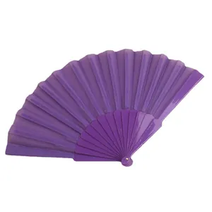 7-inch paarse plastic vouwwaaier met een stijlvol en minimalistisch effen ontwerp