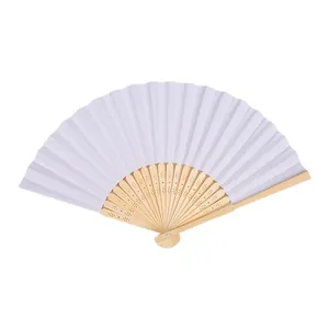 Abanico plegable de papel blanco de 7 pulgadas para pintura y manualidades DIY