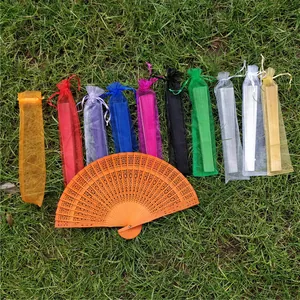 Juego de bolsas de regalo de organza de 23 cm para abanicos de madera plegables