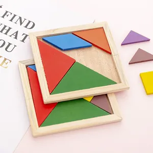Puzzle Tangram en Bois Coloré Montessori Éducatif Jeu de Casse-tête Géométrique Jouet pour Enfants Cadeau de Maternelle