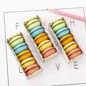 Dreierpack kreative Radiergummis in Macaron-Form und Pastellfarben für Schulkinder
