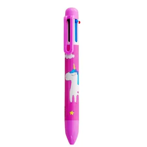 Creative 6-color unicorn ballpoint pen for journaling and school, pink cartoon pen