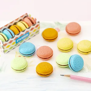 Süße Macaron Keks Radiergummis Set in bunter kreativer Verpackung