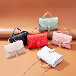 Korean Style Stone Crocodile Pattern Flap Small Square Bag Crossbody Chain Single Shoulder Bag Handbag for Women