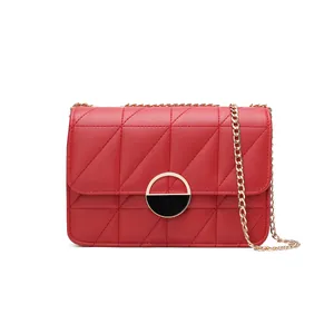 Borsa Quadrata con Patta in Pelle PU Trapuntata a Losanghe da Donna Borsa a Tracolla con Catena di Moda Classica Custodia per Telefono
