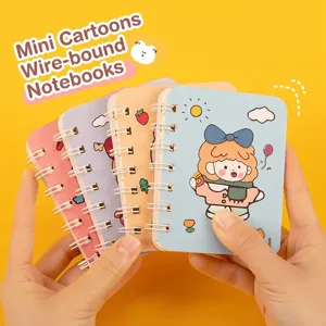Lindo mini cuaderno de espiral de dibujos animados para notas portátiles de bolsillo