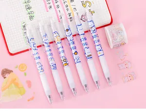 Set di penne per scrapbooking retrattili con simpatici orsetti e nastro washi decorativo.