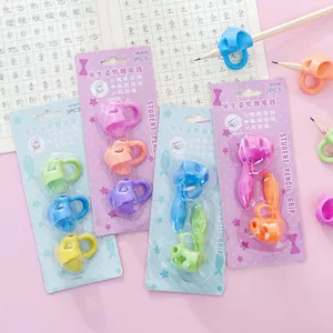 Ergonomic soft silicone pencil grip corrector for students and children in colorful sets