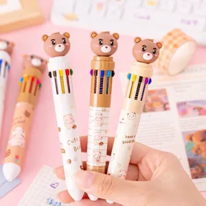 Cute cartoon bear 10-color ballpoint pen for student journaling and office use
