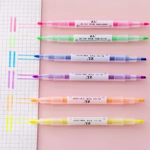 Dual-Headed Highlighter Pastel Color Fluorescent Pen Marker For Students School Office Note Taking Chisel Fine Tip Drawing Supplies