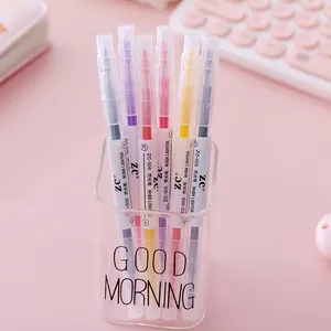 6-piece set of premium dual-tip pastel highlighters for students and office use.