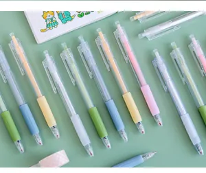 Assorted pastel macaron colored retractable gel pens with 0.5mm fine bullet tips