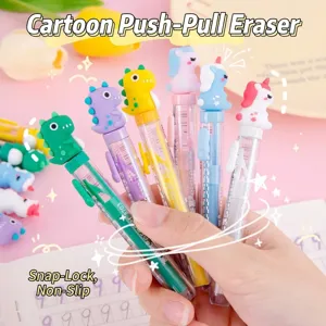 Cute Cartoon Push Style Eraser TPR Material Dinosaur And Unicorn Design Student Writing Correction Stationery Gift