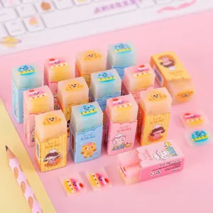 Cute cartoon sandwich erasers for kids school supplies creative sliceable animal designs