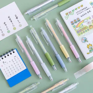 Macaron color retractable gel pens with soft grip for student stationery and office