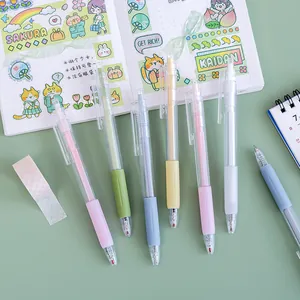 Set of aesthetic macaron retractable gel pens with 0.5mm bullet tip for school stationery