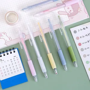 Pack of five macaron color retractable 0.5mm gel pens for school and office use