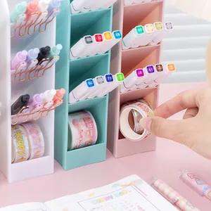 Multifunctional slanted desk pen holder organizer for markers and stationery storage