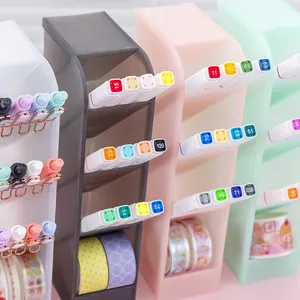 Frosted plastic slanted desk organizer set for markers and stationery