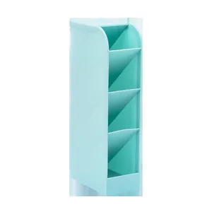 Minimalist mint green slanted plastic pen holder and desktop stationary organizer for office