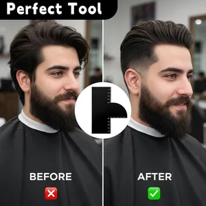 Professional Reusable Hairline Styling Edge Alignment Card Black PVC Beard Shaping Template Barber Haircut Accessory Tool For Men