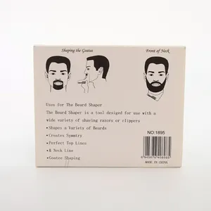 Instrucciones detalladas para la herramienta de barba, muestra estilo de perilla y cuello.