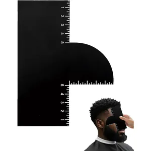 Detailed view of reusable barber hairline lining tool with scale markings on black card