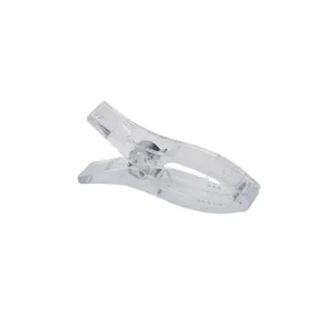 Dettaglio di una clip per cucito in plastica trasparente per quilt e bordatura fissa
