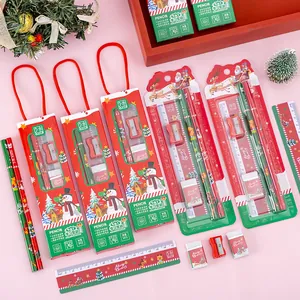 Weihnachten Schreibwaren Set Kinder Bleistift Radiergummi Lineal Anspitzer Mehrteiliges Set Geschenk Für Schüler Kindergarten Party