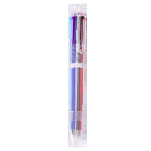 Creative transparent 6-color ballpoint pen for students featuring multicolor ink refills