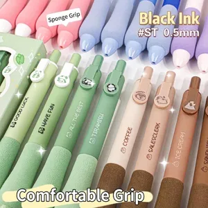 Adorable Capybara themed retractable gel pens featuring 0.5mm ST tip and soft sponge grip.