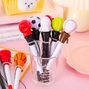 Creative slow rebound ballpoint pens with various sports ball and rocket tops for stress relief