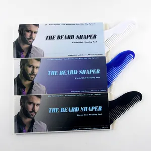 Juego de peines guía para barba profesional en blanco, azul y negro para el peinado facial