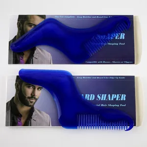 Herramienta de plantilla de barba azul y caja con guía de línea de cabello